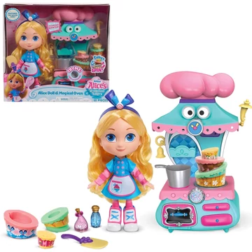 Disney ifjú Alice Wonderland Bakery interaktív varázssütő játékkészlet babával és kiegészítőkkel 