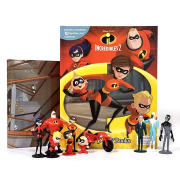 Disney Hihetetlen család mesekönyv 10 darab figurával és játszószőnyeggel angol nyelvű