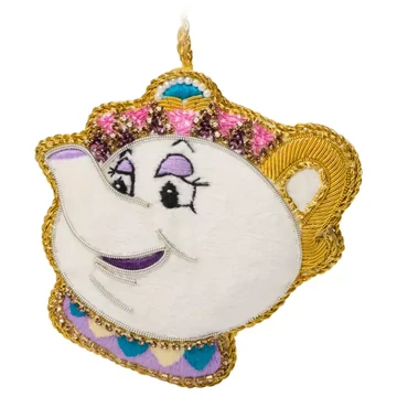 Disney A Szépség és a Szörnyeteg / Mrs. Potts üveggyöngyös , flitteres dísz