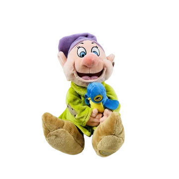 Disney Hófehérke és a hét törpe / Kuka / Dopey plüss madárkával figura 35 cm