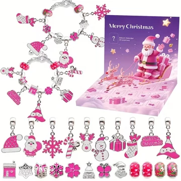 Karácsonyi karrakteres ékszer Adventi kalendárium, naptár szett 24 darabos / Mikulás 