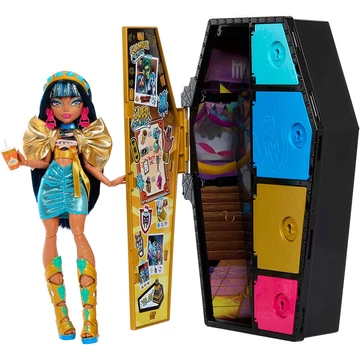 Monster High Cleo De Nile baba ruhásszekrénnyel és sok rejtélyes kiegészítővel (Skulltimate Secrets)