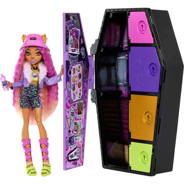 Monster High Clawdeen Wolf baba ruhásszekrénnyel és sok rejtélyes kiegészítővel (Skulltimate Secrets)