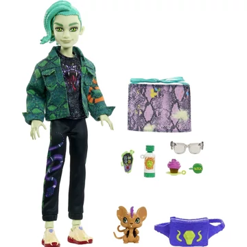 Monster High baba, Deuce Gorgon  kiegészítőkkel és kisállat egérrel 