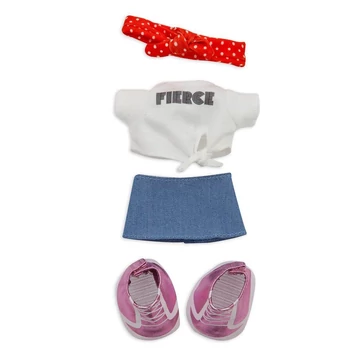 Disney öltöztethető plüss figurákhoz póló,farmer szoknyával, edzőcipővel és fejpánttal (nuiMOs)