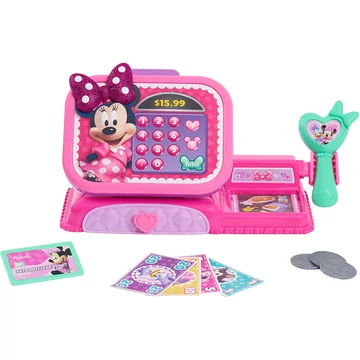 Disney Minnie egér pénztárgép valósághű hangokkal, játékpénzzel és szkennerrel