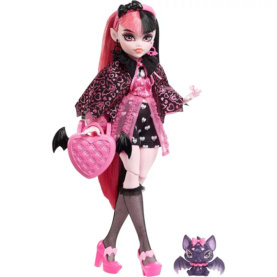 Monster High baba, Draculaura kiegészítőkkel és kisállat denevérrel
