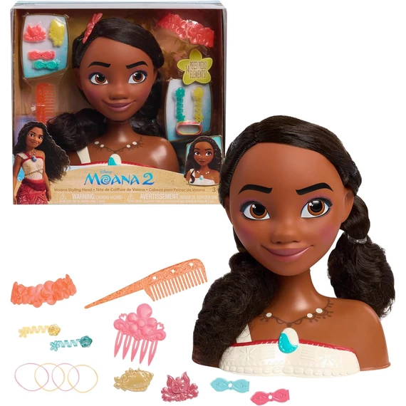 Disney Vaiana Moana 2 hercegnő "hajszobrász" babafej szett 20 cm