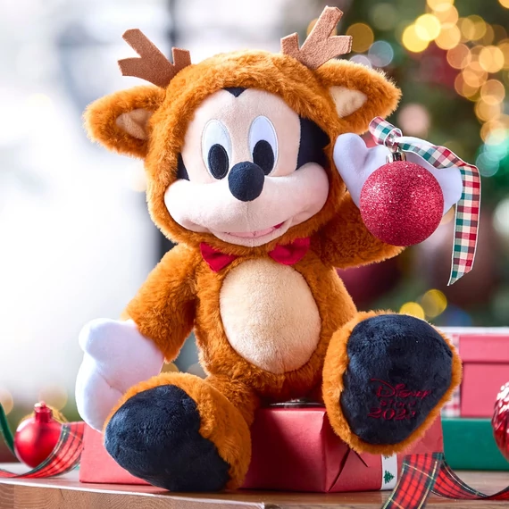 Disney Mickey egér "2025" Rénszarvas jelmezes plüss figura 34 cm