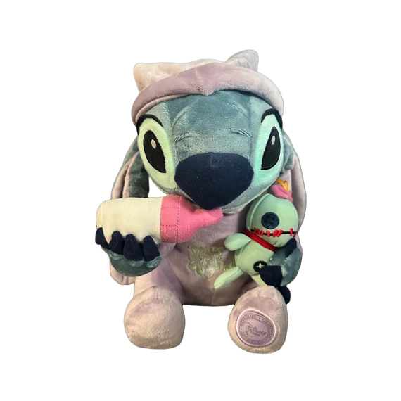 Disney Stitch pizsama ruhában cumisüveggel és Scrump plüss figura 31 cm