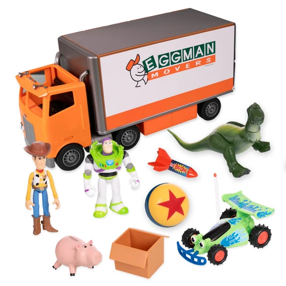 Disney Toy Story Buzz, Woody figura sok kiegészítővel mozgó teherautóval játékszett 