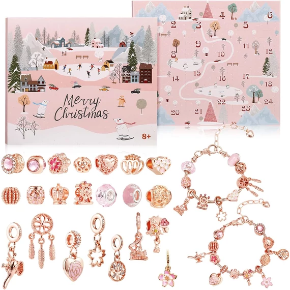 Karácsonyi karrakteres ékszer Adventi kalendárium, naptár szett 24 darabos
