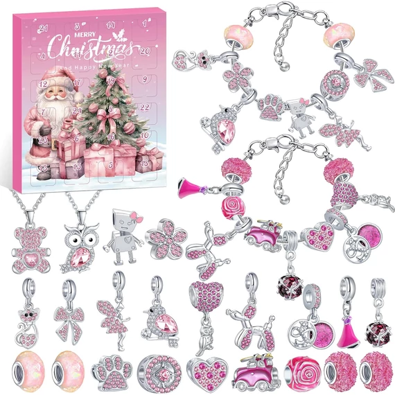 Karácsonyi karrakteres ékszer Adventi kalendárium, naptár szett 24 darabos 