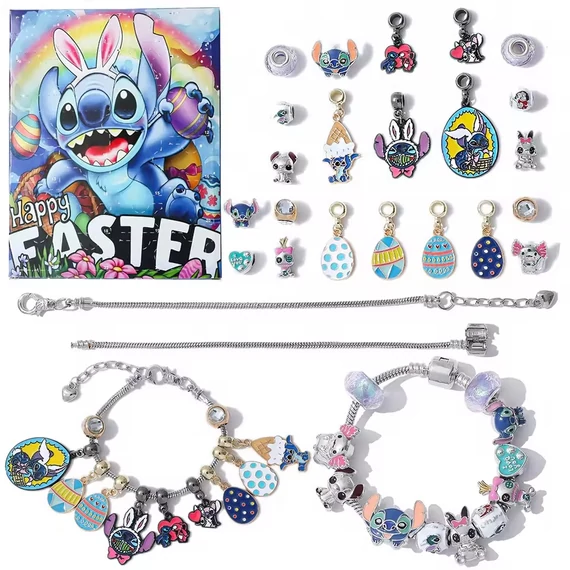 Disney Stitch karrakteres ékszer Adventi kalendárium, naptár szett 24 darabos (Húsvét) 