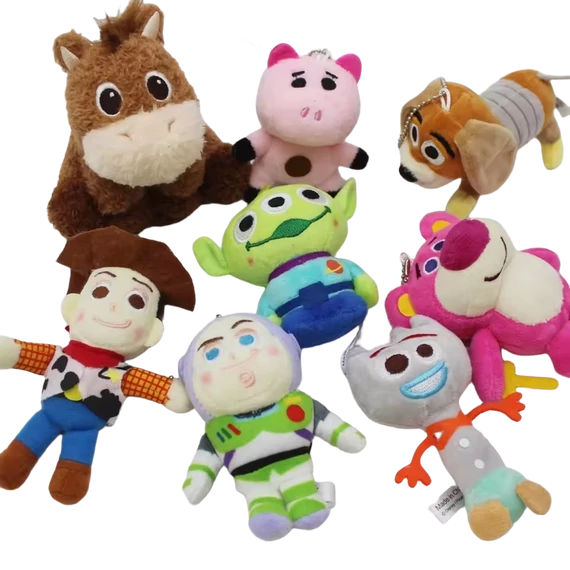 Disney Toy Story plüss figura szett (2in1 plüss/kulcstartó, táskadísz) 8 darab  