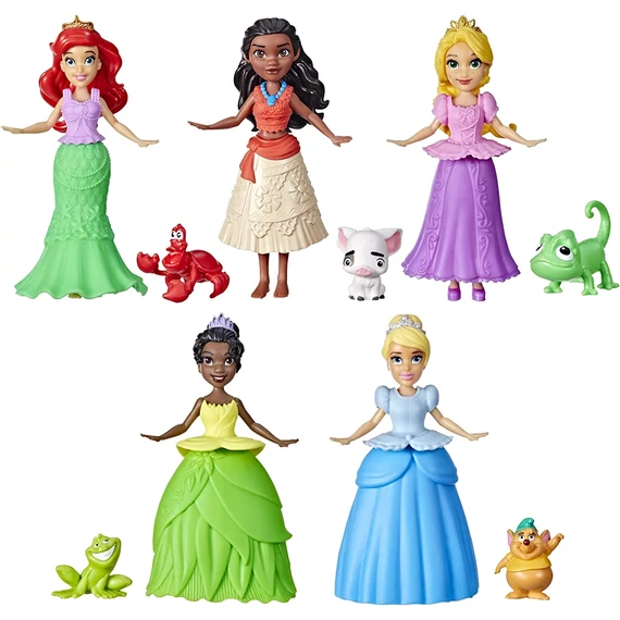 Disney öltöztethető Hercegnők kis baráttal figura szett  5+5 darabos "Secret Styles"