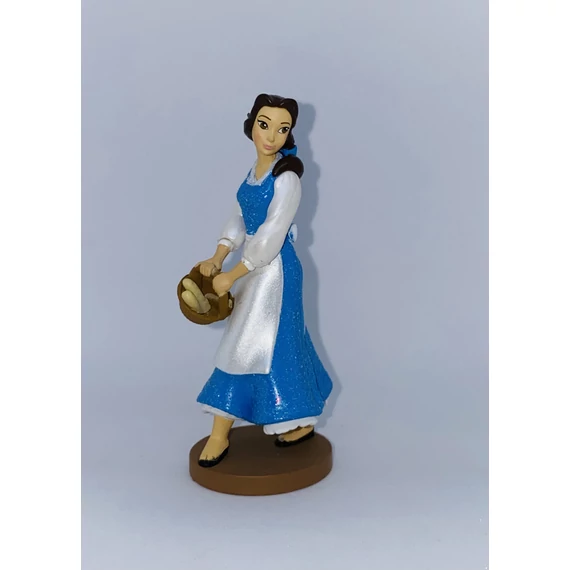 Disney Belle hercegnő  figura 10 cm (kék csillogó ruhás)