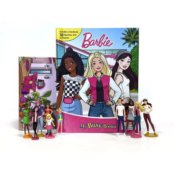 Mattel Barbie mesekönyv 10 darab figurával és játszószőnyeggel angol nyelvű