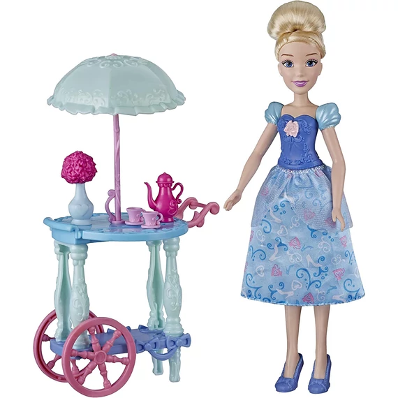 Disney Hamupipőke hercegnő baba 30 cm + tea-zsurkocsi szett 